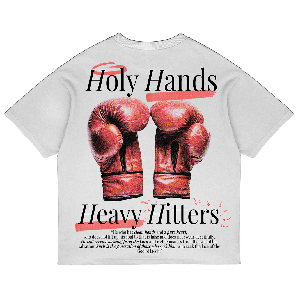 "HOLY HANDS" White Oversized Tee